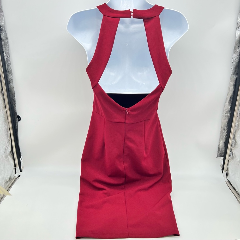 Lulu's Bold Red Backless Dress w/Front Slit Over Left Thigh-Size XS - Picture 4 of 9